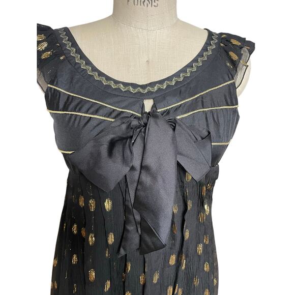 Marc Jacobs Vintage Dot Dress Women’s Size 2 Black Gold Knee Length Y2K - Picture 2 of 9